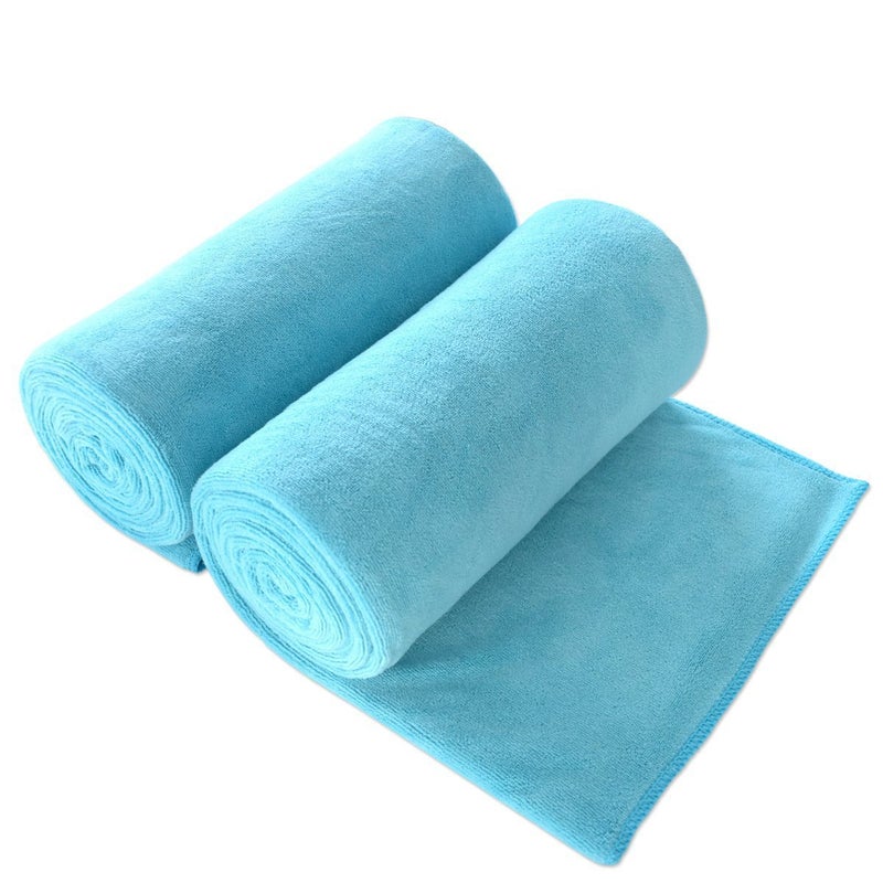 JML Bath Towel, Microfiber Towel Sets 2 Pack (30" x 60") - Large Size, Extra Absorbent, Quick Drying, Multipurpose Use as Bath Fitness Towel, Sports Towels, Yoga Towel, Aquamarine - Image 1